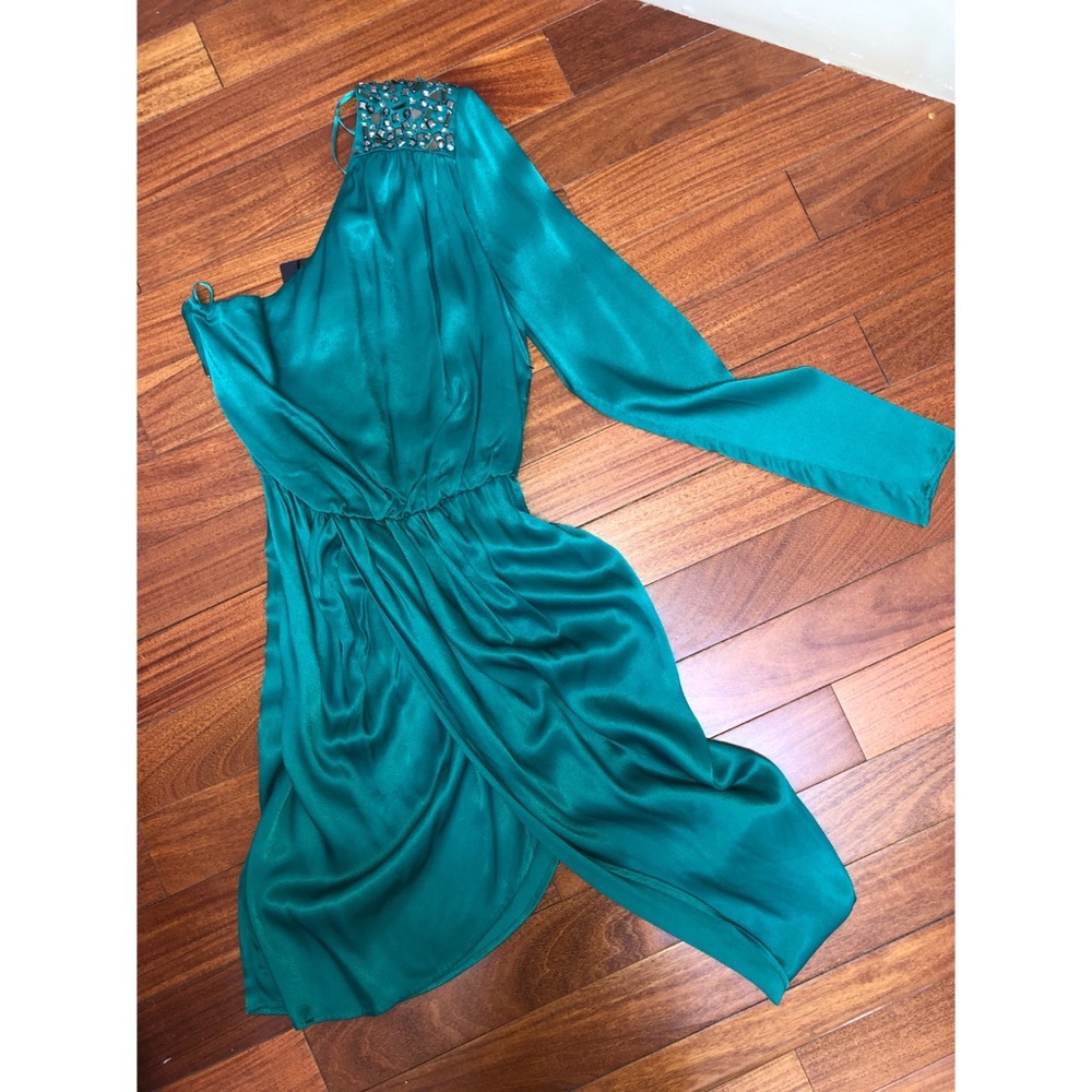 Emerald green off shoulder dress